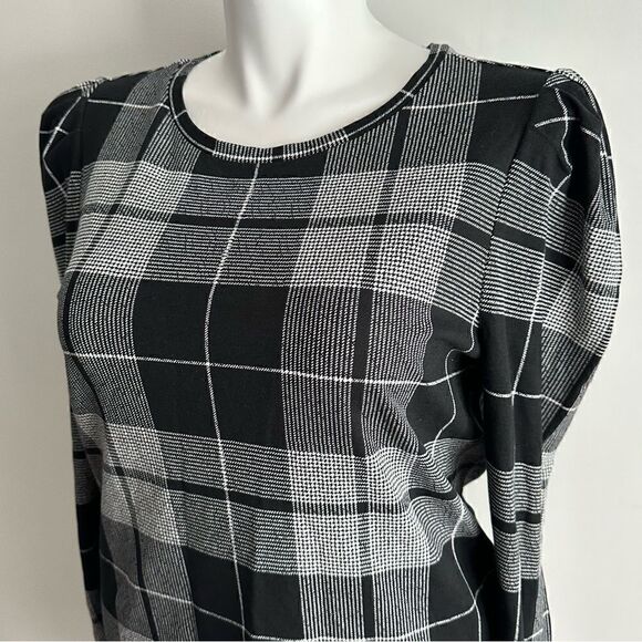 Gray Plaid Top, Size Large, Ann Taylor - Picture 4 of 7